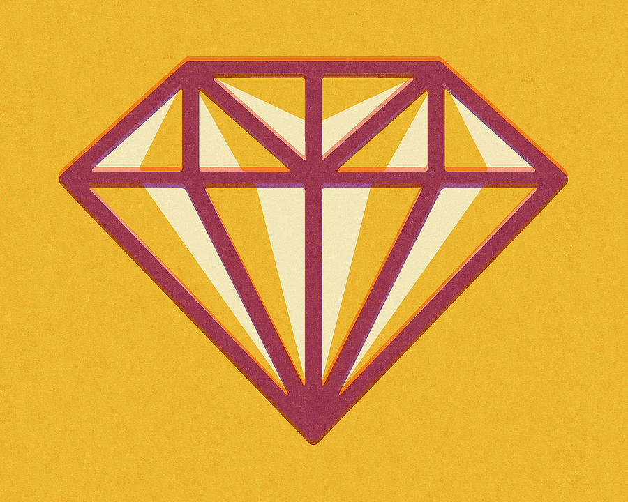 Vintage Drawing - Yellow Diamond by CSA Images