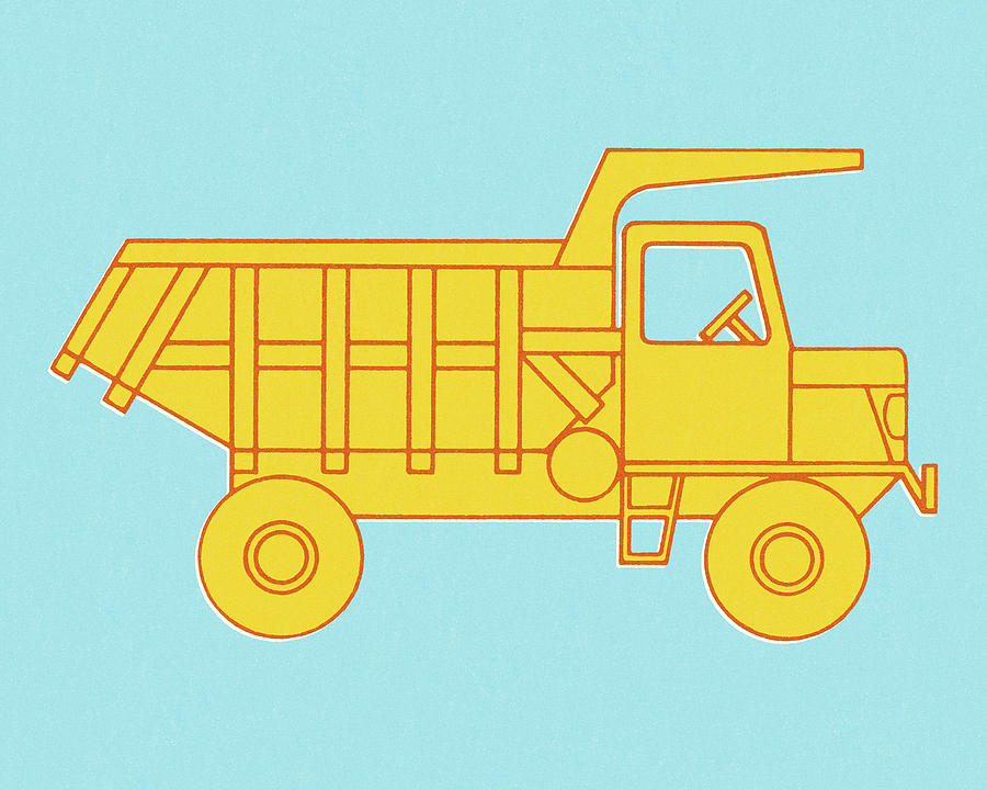 Transportation Drawing - Yellow Dump Truck by CSA Images