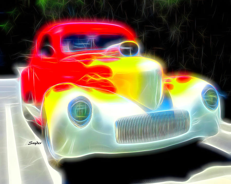 Yellow Flames on a Red Hot Car Photograph by Floyd Snyder