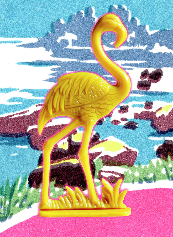 Flamingo Drawing - Yellow Flamingo by CSA Images