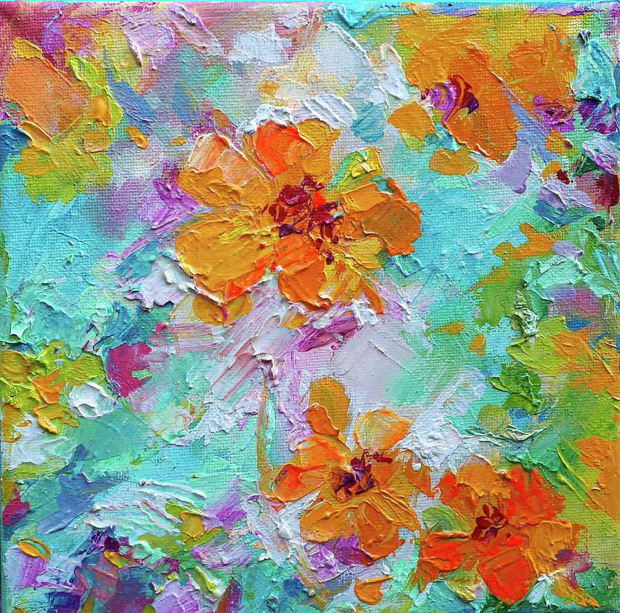 Yellow Floating Flowers - Art Print Painting