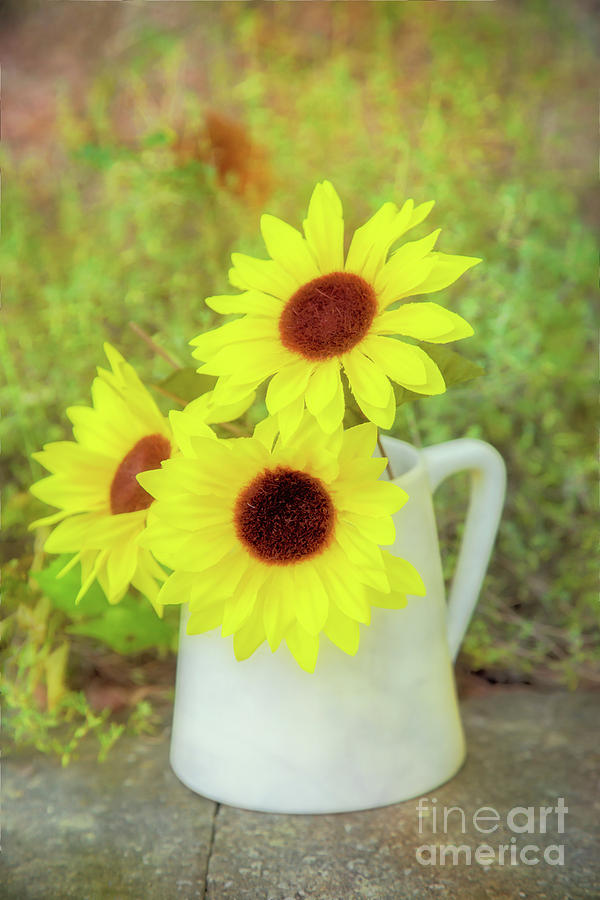 Yellow Flowers In Cup Digital Art