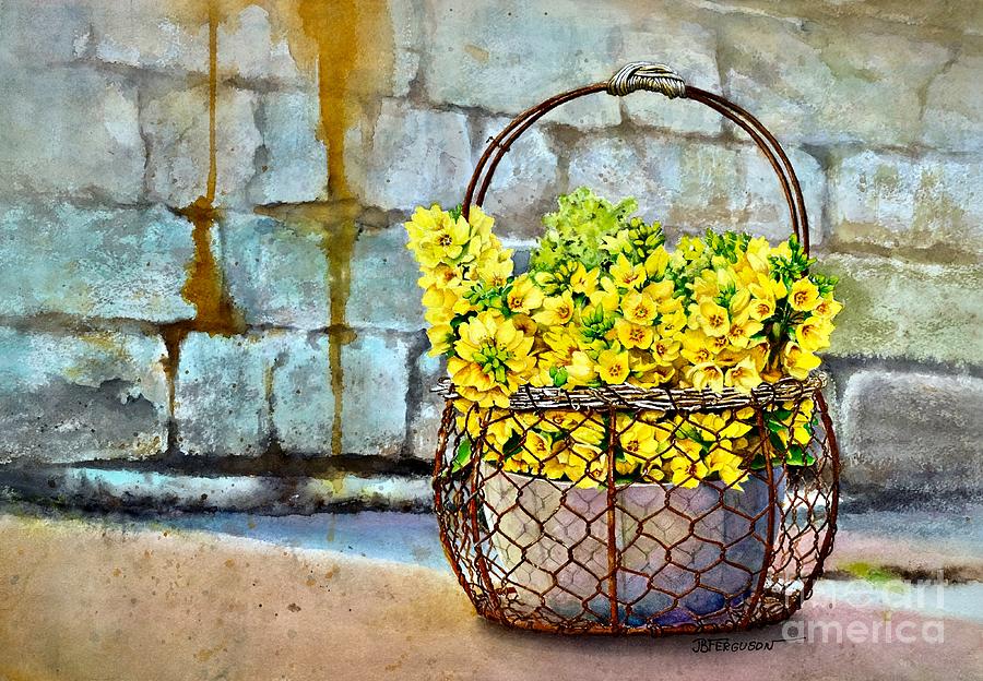 Yellow Flowers Painting by Jeanette Ferguson