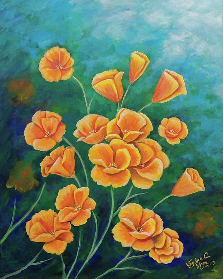 Yellow Flowers Painting by Sylvia Aldebol