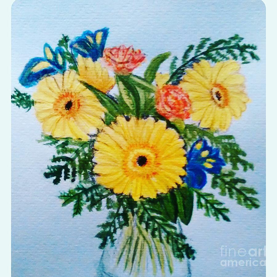 Yellow Gerberas Painting by Anne Elibol