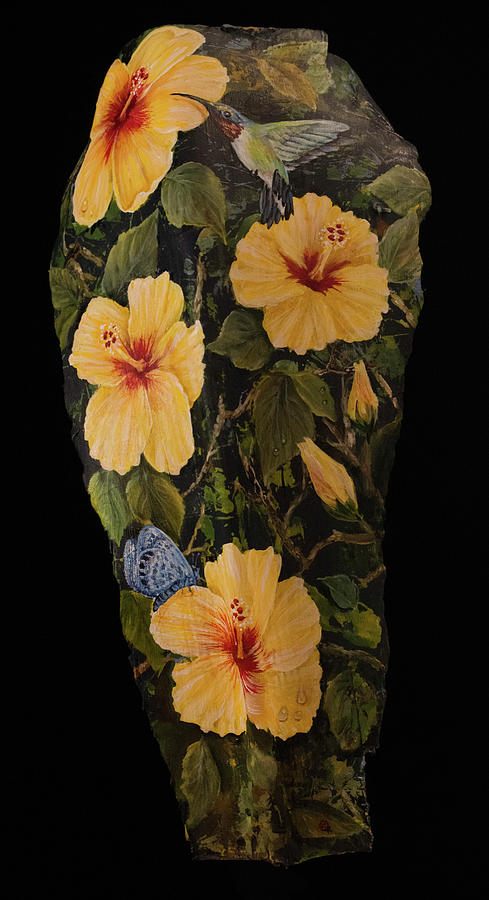 Yellow Hibiscus and Friends Painting by Nancy Lauby