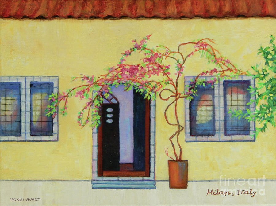 Yellow House In Milan Painting by Sharon Nelson-Bianco