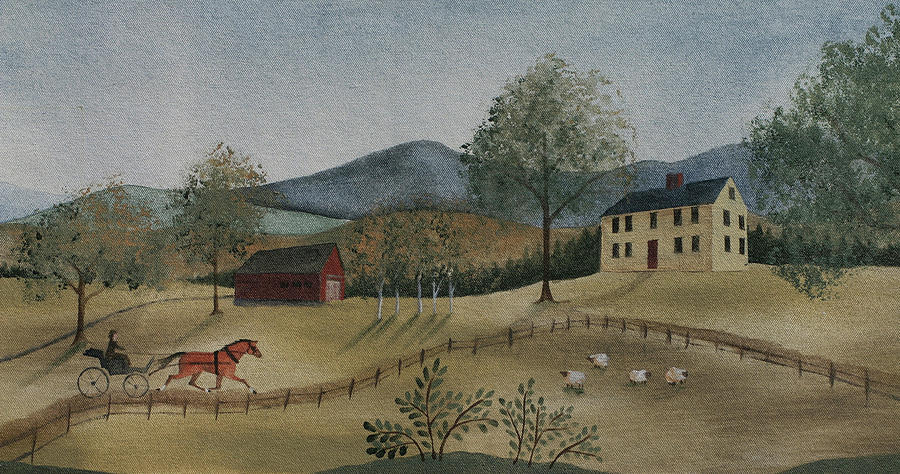 Early American Painting - Yellow House by Lisa Curry Mair