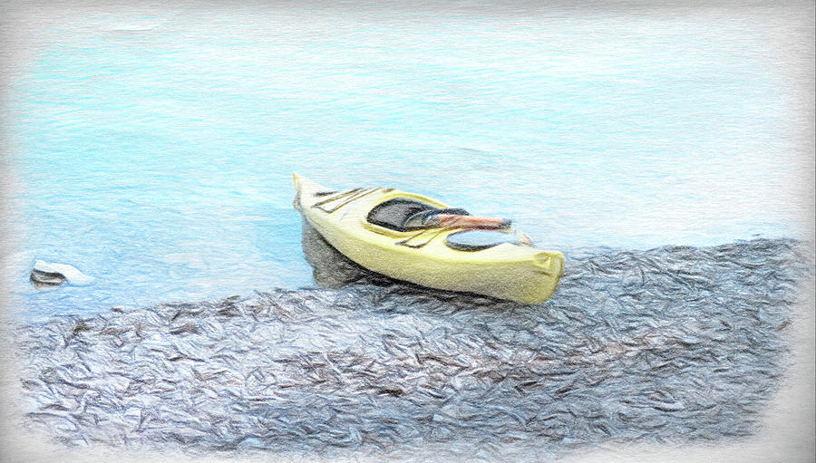 Yellow Kayak Digital Art by Leslie Montgomery