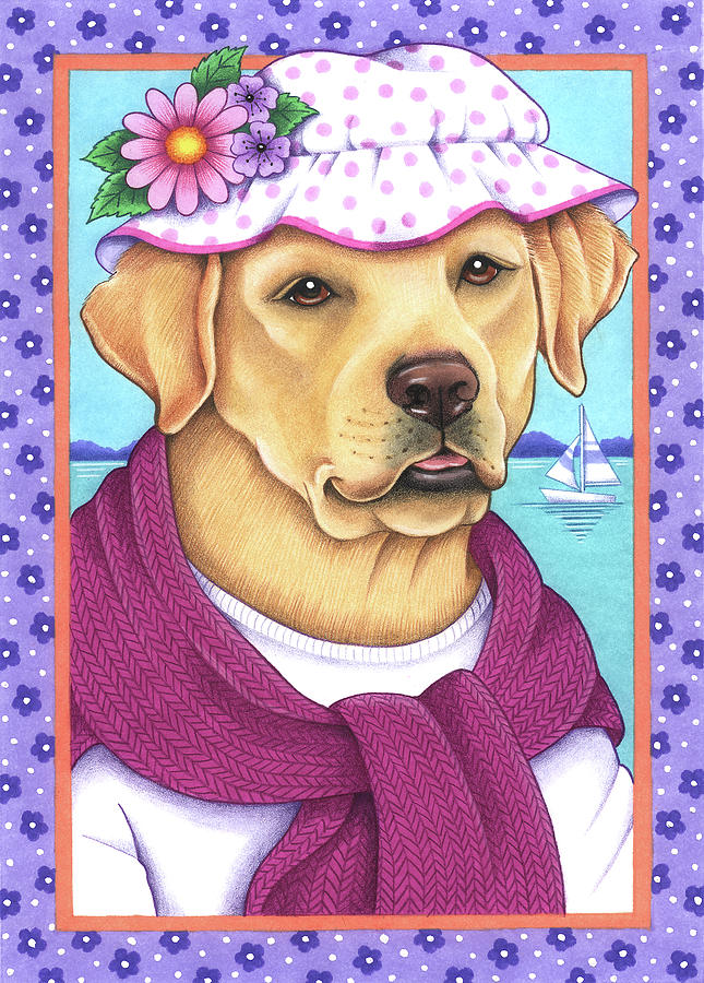 Summer Mixed Media - Yellow Lab Sunhat by Tomoyo Pitcher