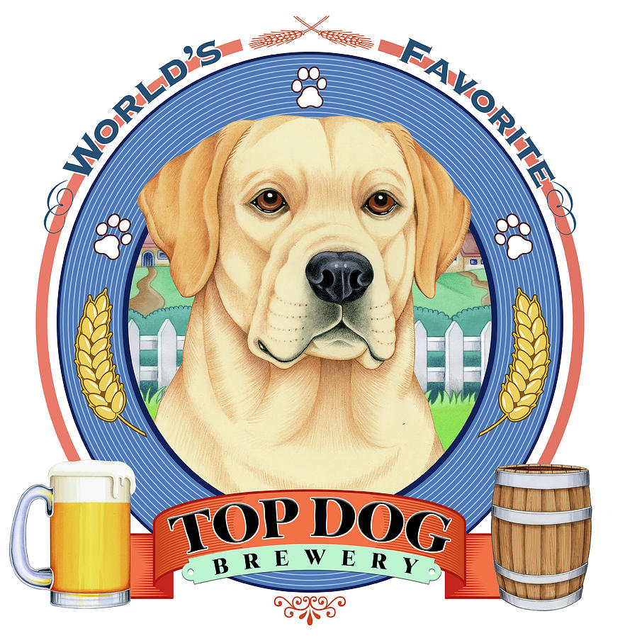 Animal Mixed Media - Yellow Labrador Beer Label by Tomoyo Pitcher