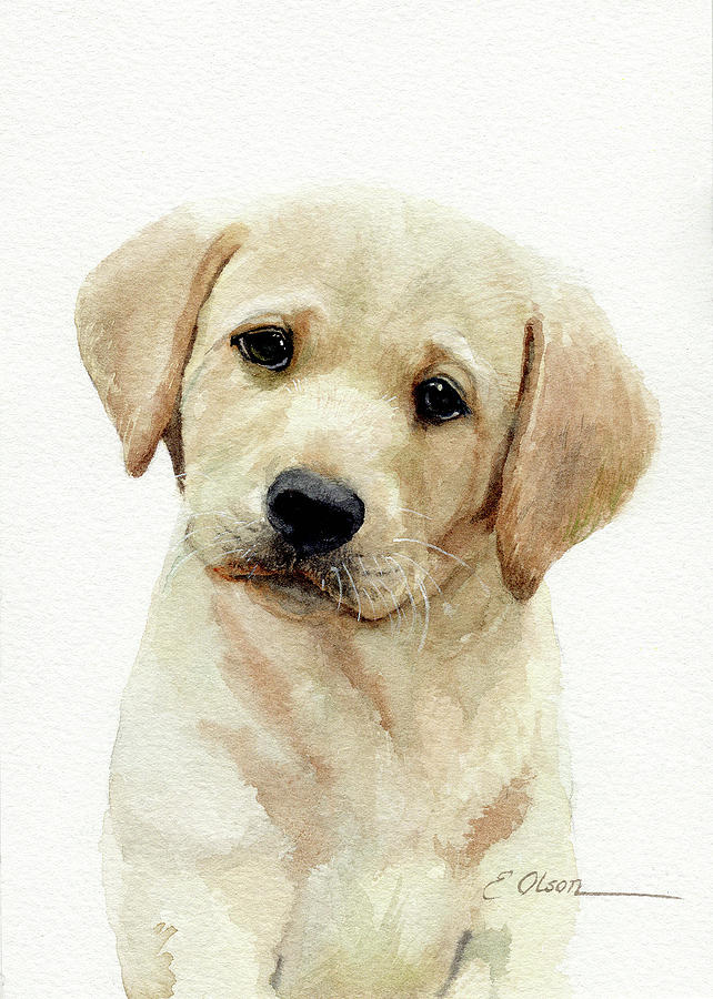 Yellow Labrador Retriever Puppy Painting by Emily Olson