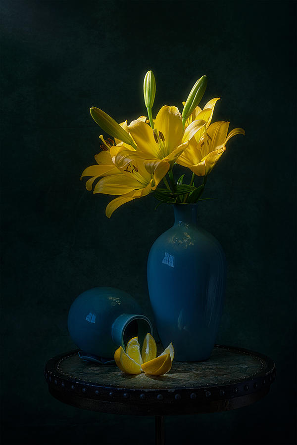 Yellow Lily And Lemon Photograph by Lydia Jacobs