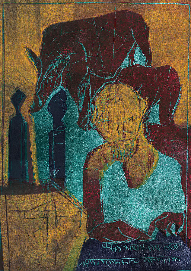 Yellow man Reading Relief by Edgeworth Johnstone