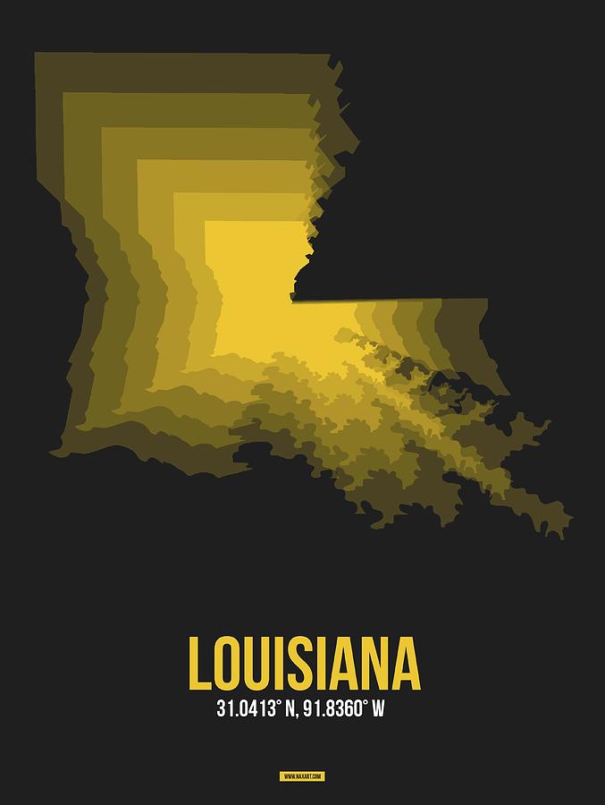 New Orleans Digital Art - Yellow Map of Louisiana by Naxart Studio