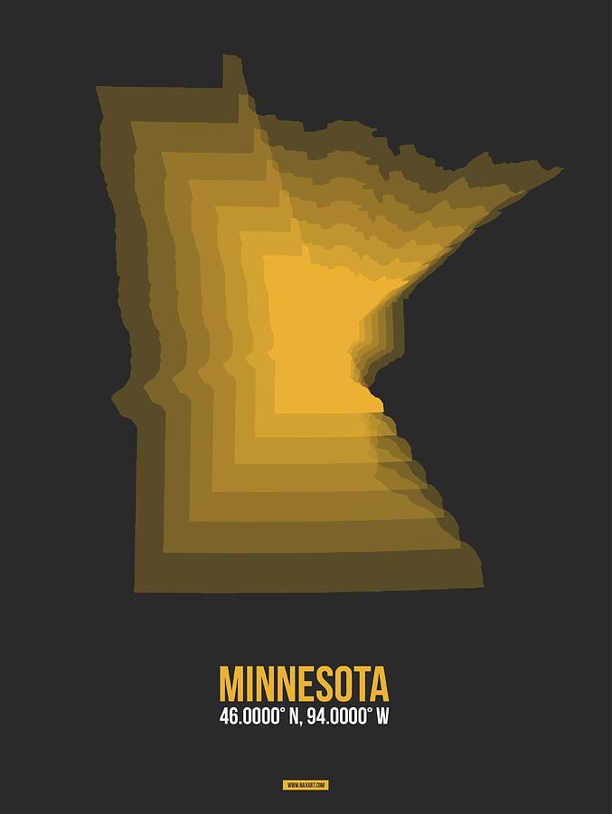 Minneapolis Digital Art - Yellow Map of Minnesota by Naxart Studio