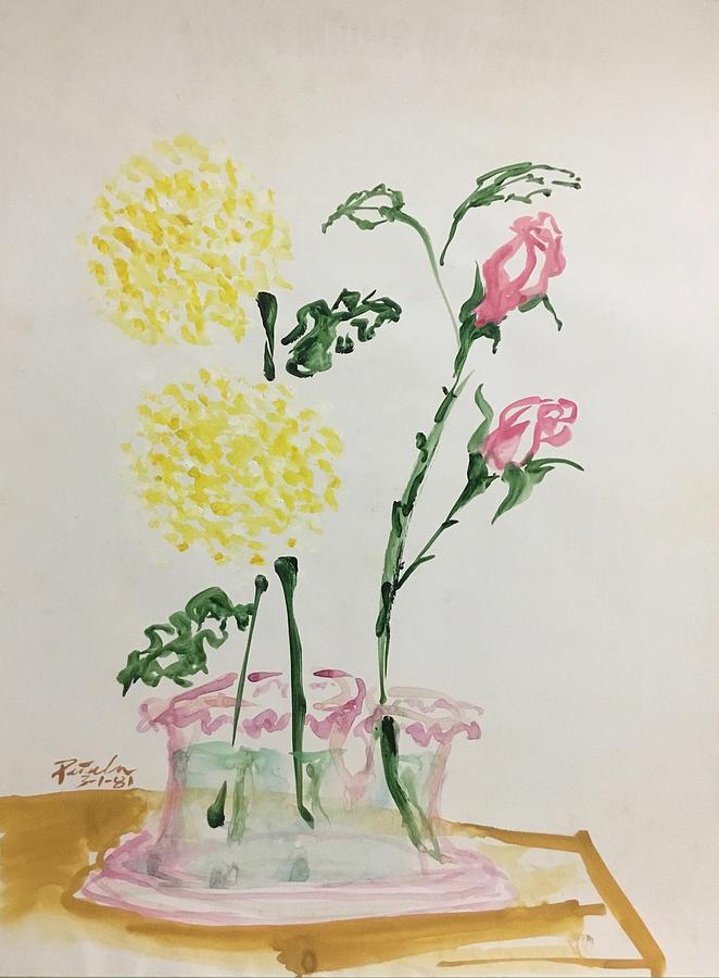 Yellow Mums and Pink Roses Painting by Ricardo Penalver deceased
