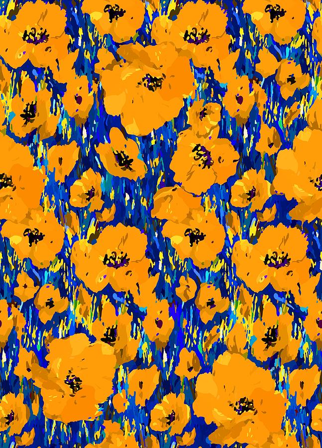 Yellow Orange Poppies Digital Art by L Diane Johnson