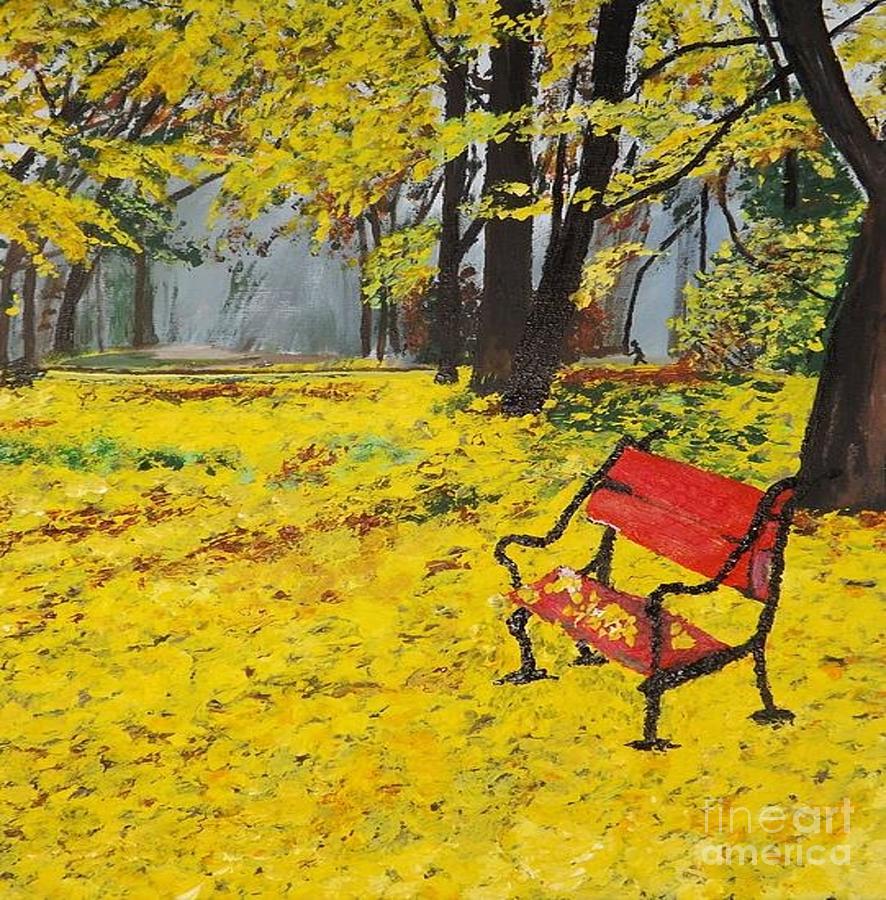 Yellow Park Painting by Denise Morgan