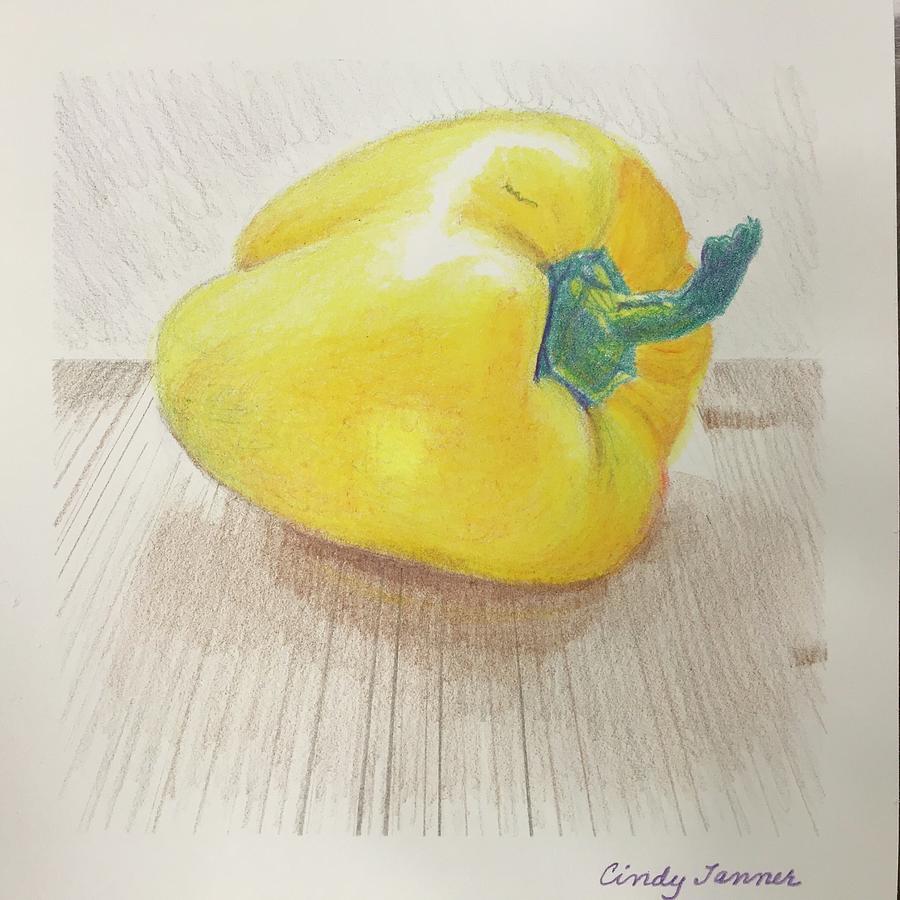 Yellow Pepper Mixed Media by Cindy Bale Tanner