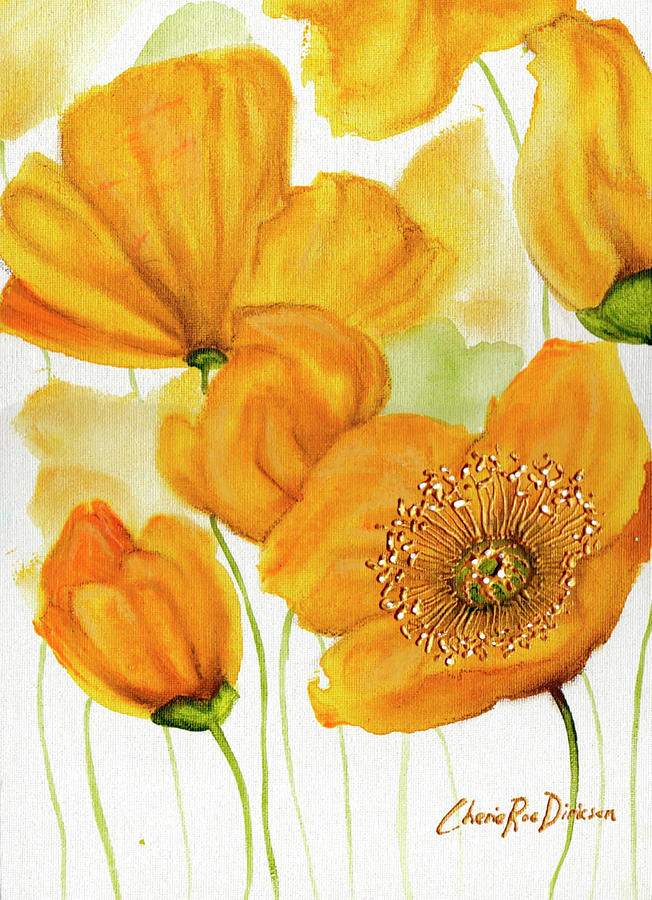 Flower Painting - Yellow Poppies by Cherie Roe Dirksen