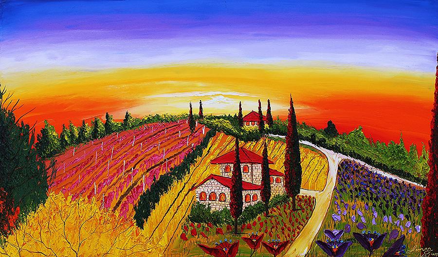 Yellow Purple Side Of Tuscany #1 Painting by James Dunbar