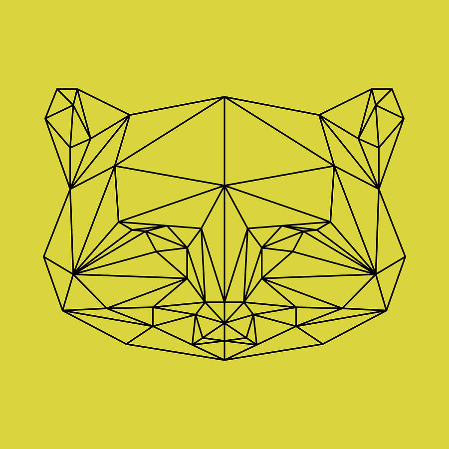 Nature Digital Art - Yellow Raccoon Polygon by Naxart Studio