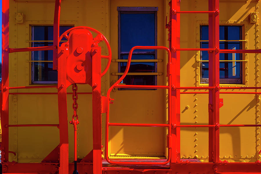 Yellow Red Caboose Detail Photograph by Garry Gay