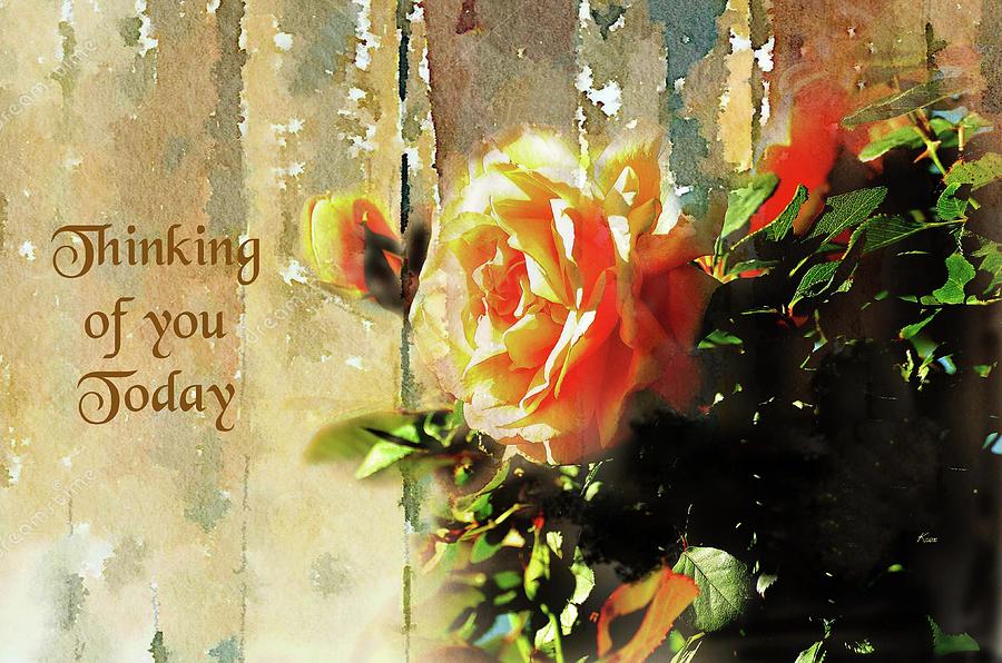 Yellow Rose Greeting Card Digital Art by Linda Cox