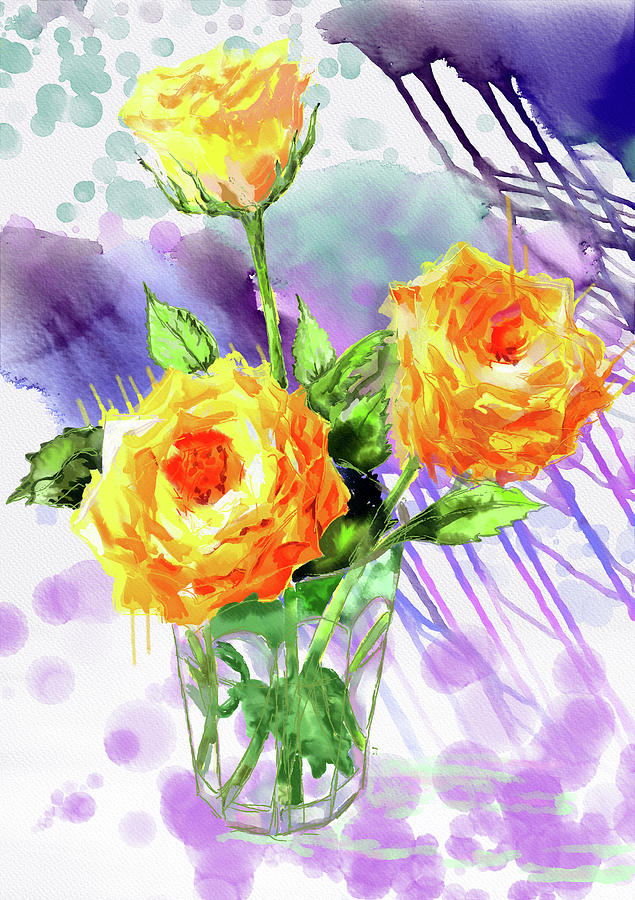 Yellow Roses in a Glass by Xavier Francois Yellow Roses in a Glass by Xavier Francois