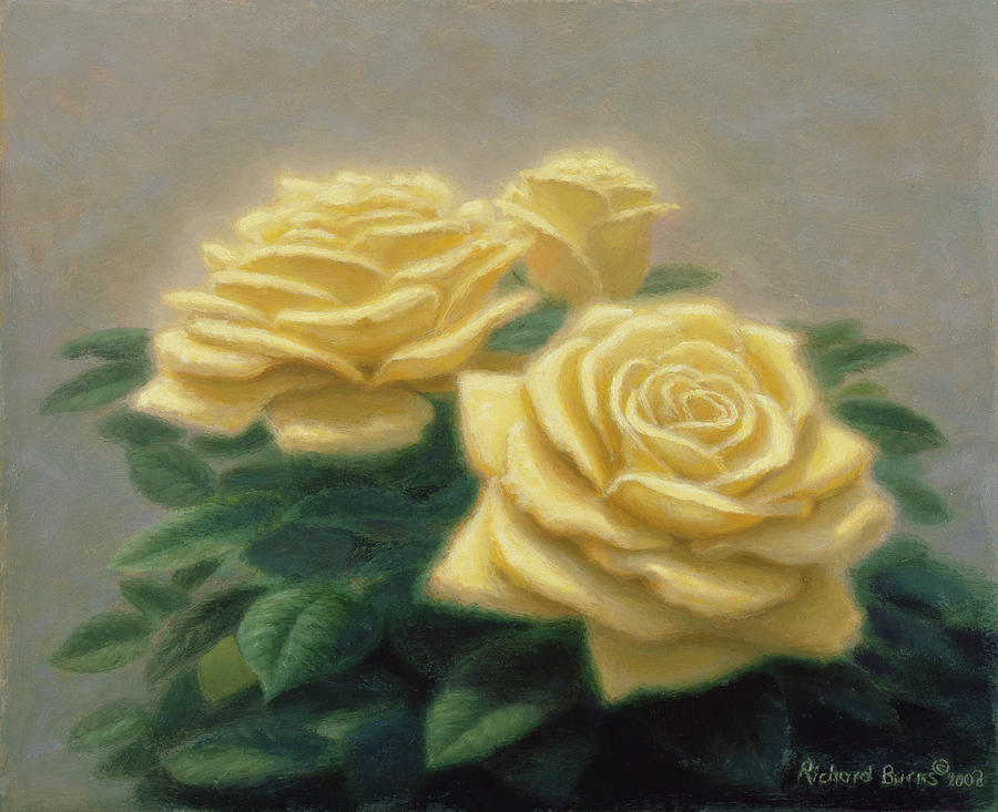 Flower Painting - Yellow Roses by Richard Burns