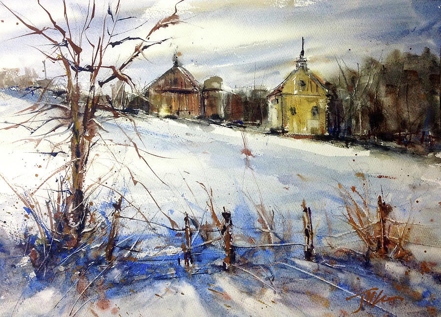 Yellow School House Painting by Judith Levins
