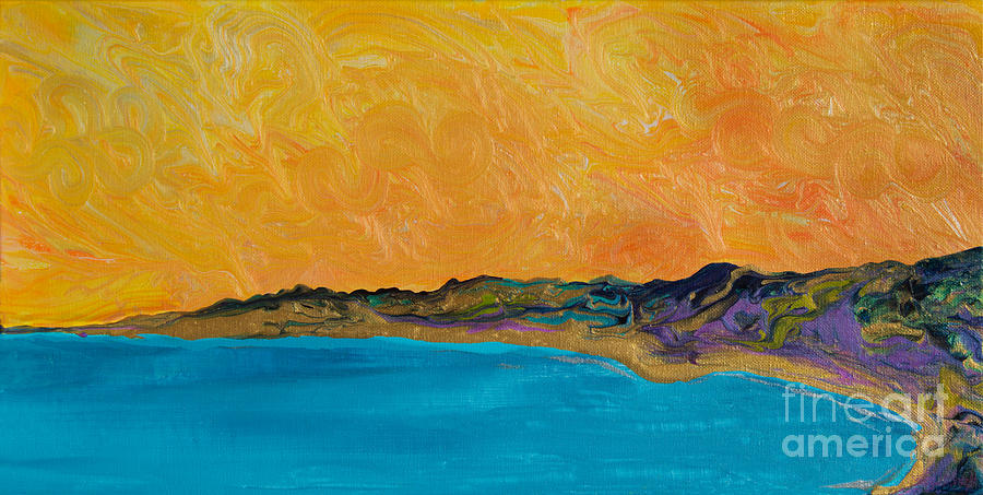 Yellow Sky Seascape 5550 Painting by Priscilla Batzell Expressionist Art Studio Gallery