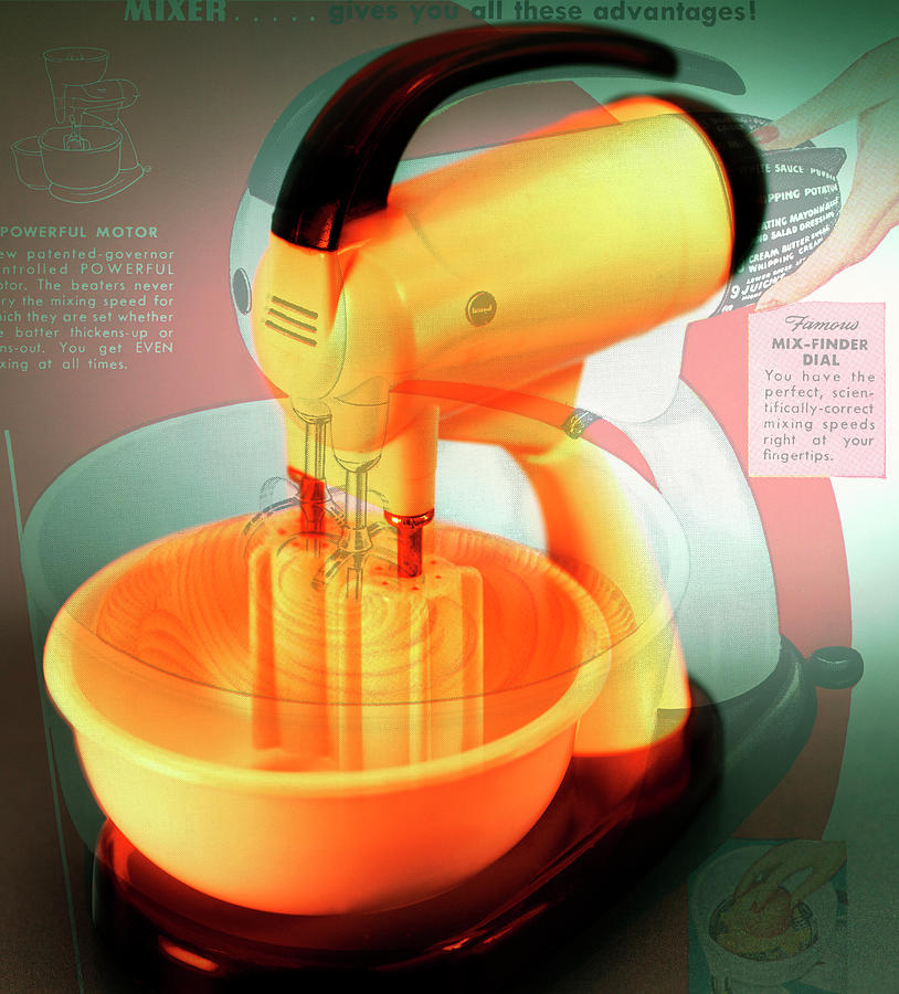 Vintage Drawing - Yellow Stand Mixer by CSA Images