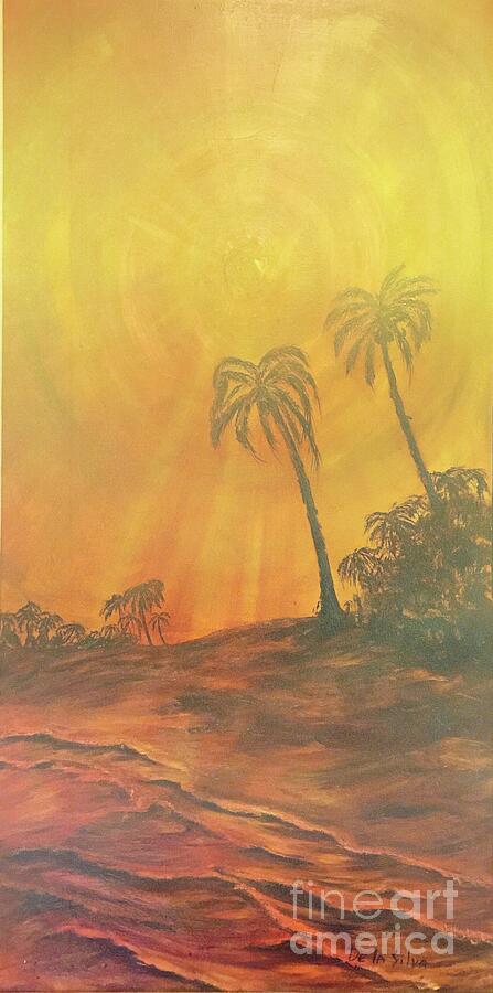 Yellow Sunset Painting by Michael Silbaugh