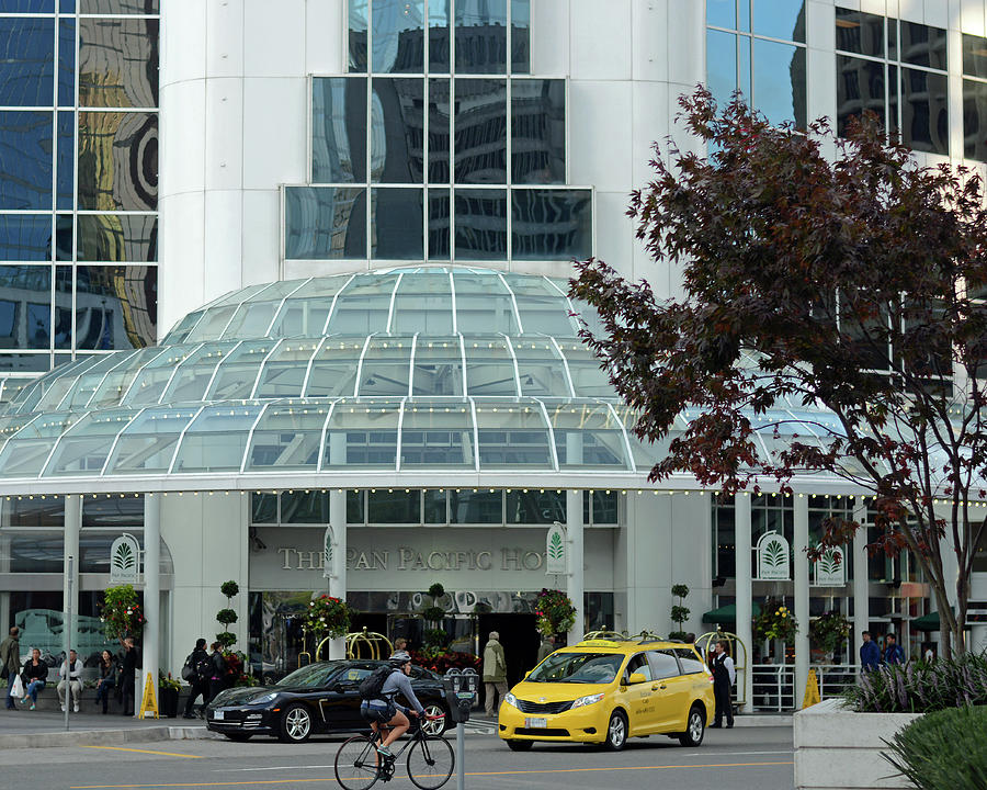 Yellow Taxi At Canada Place - Vancouver Photograph
