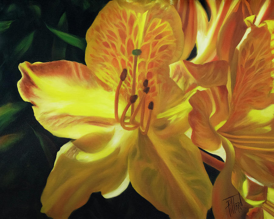 Yellow Azalea - Macro  Painting by Lynne Pittard