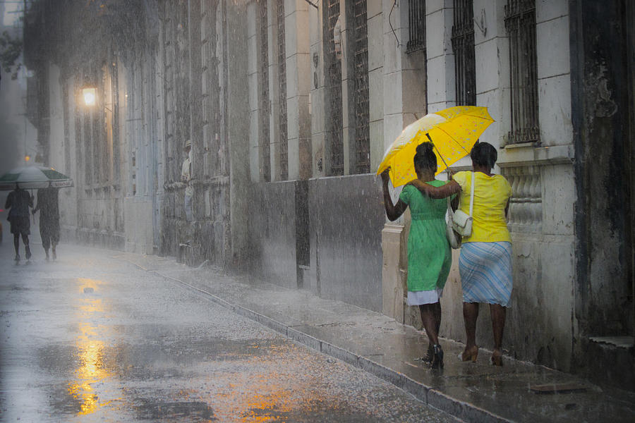 Yellow Umbrella (rainy Day In Havana) Photograph by Paul Willyams