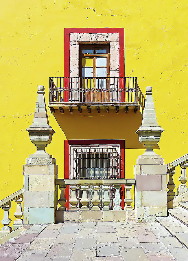 Yellow Wall with Windows and Stone Plinths by Douglas J Fisher Yellow Wall with Windows and Stone Plinths by Douglas J Fisher