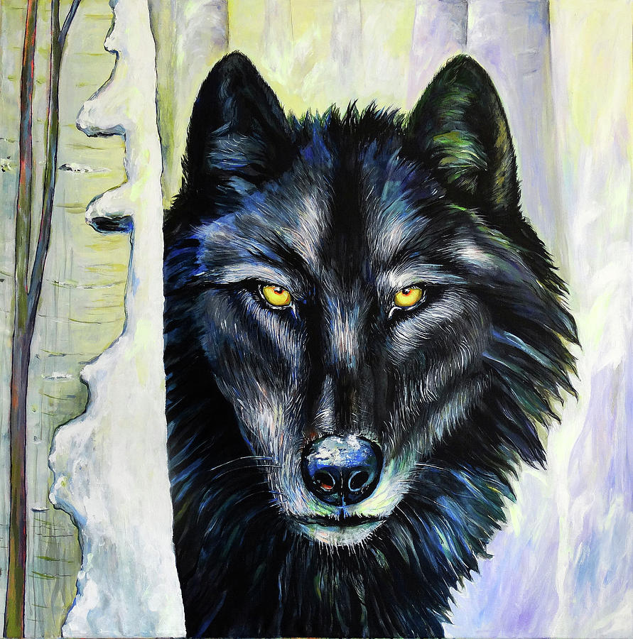 black wolf paintings