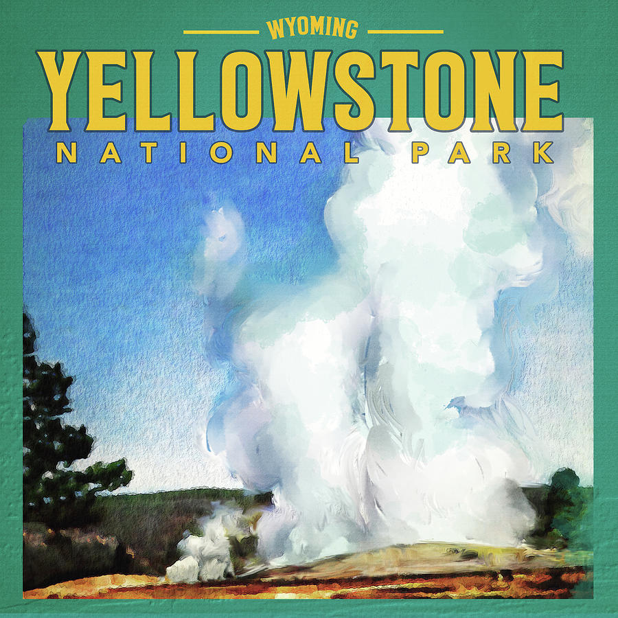 Yellowstone National Park Travel Poster Drawing by Unknown