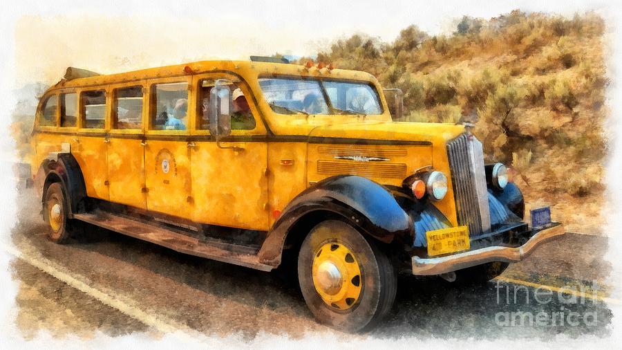 Yellowstone National Park Vintage Coach Digital Art by Edward Fielding