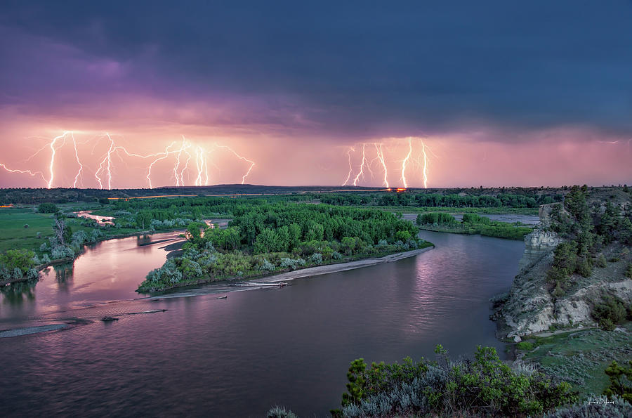 Yellowstone River Lightning Photograph by Leland D Howard