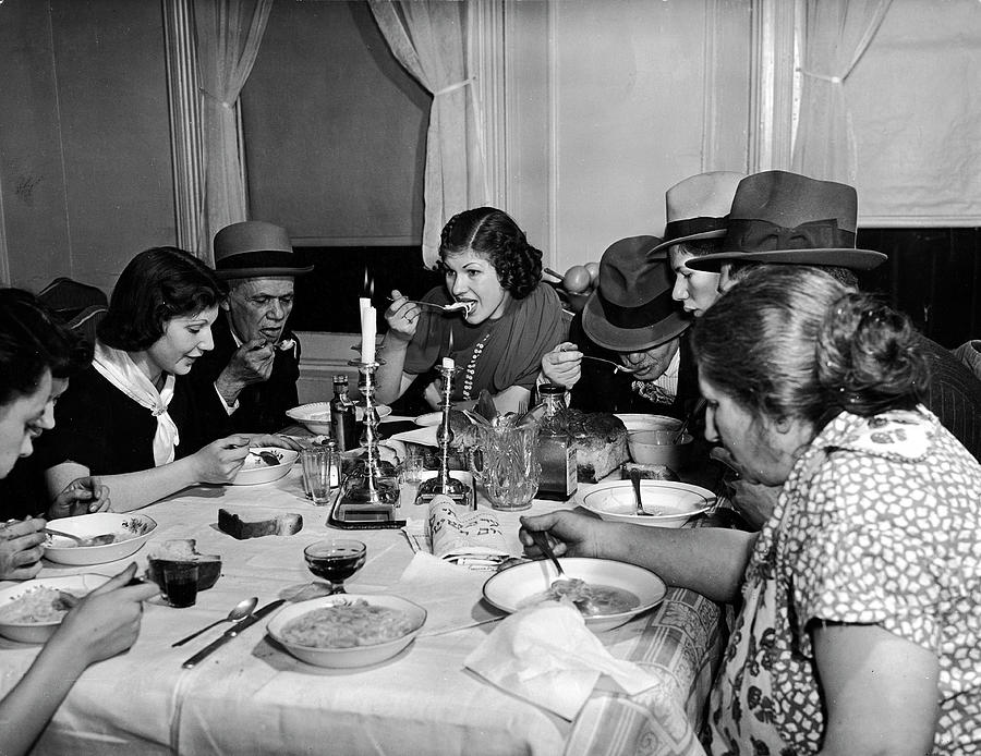 Yetta Henner & Family Eat Dinner Photograph by Hansel Mieth