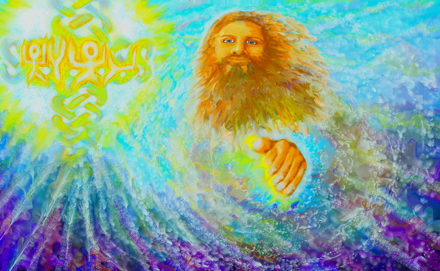 YHSHUWH Savior Painting by Hidden  Mountain