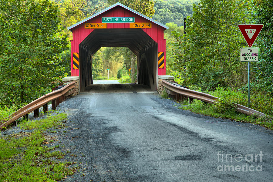 Yield At The Bistline Covered Bridge Photograph by Adam Jewell