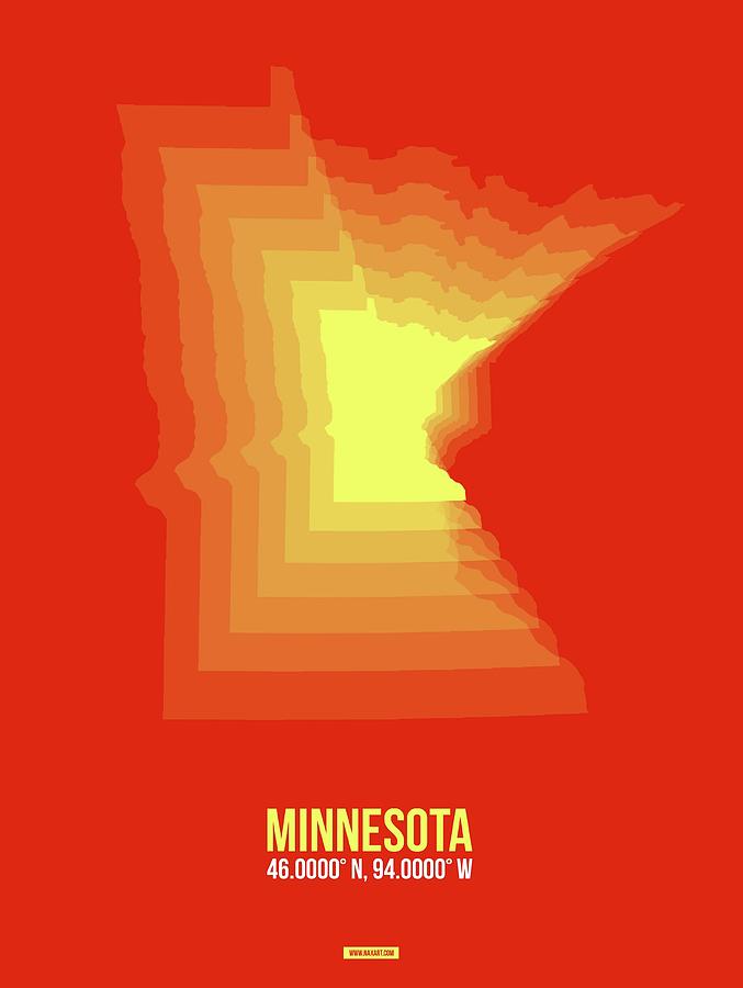 Minneapolis Digital Art - Yllow Map of Minnesota by Naxart Studio