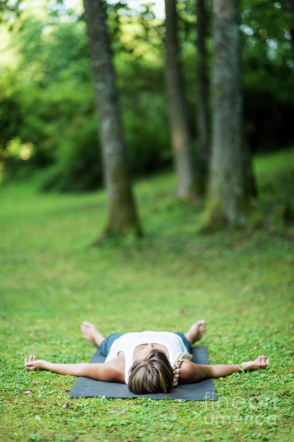 Yoga Corpse Pose Photograph by Microgen Images/science ...