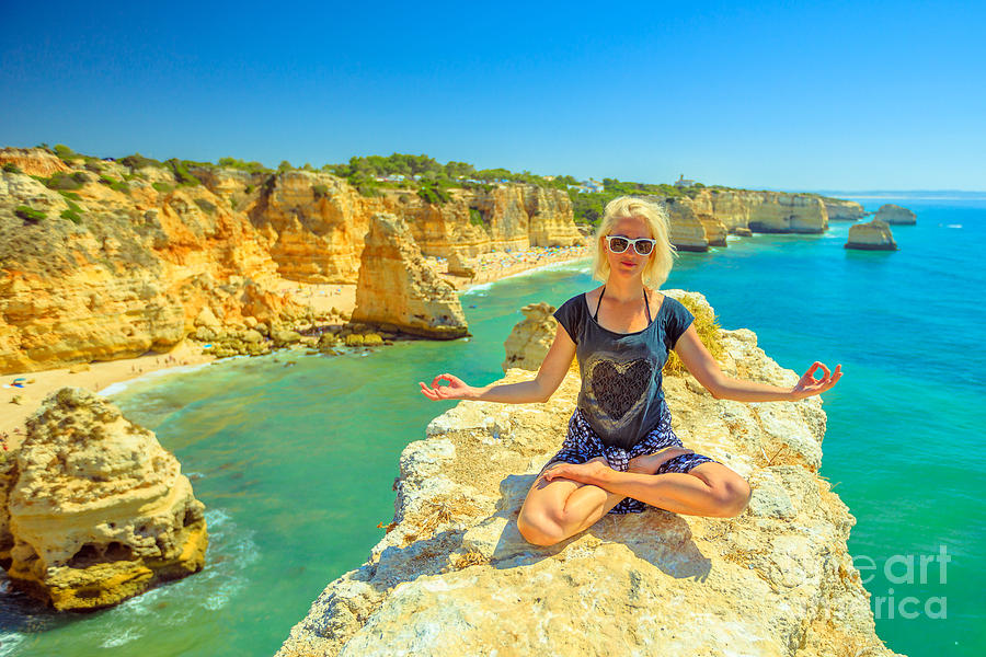 Yoga in Algarve coast Photograph by Benny Marty