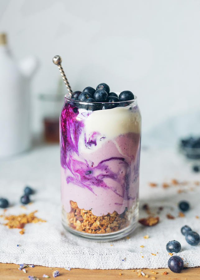 Yoghurt And Blueberry Parfait Photograph by Velsberg